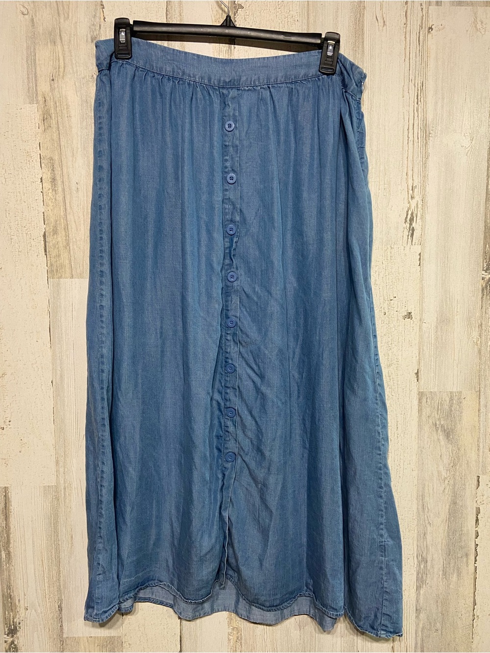Christopher And Banks Blue Lightweight Button Front Maxi Skirt 14